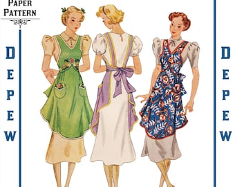 Vintage Sewing Pattern 1930s Ladies' Apron #3181 Multisize S, M, L, XL - PAPER PATTERN