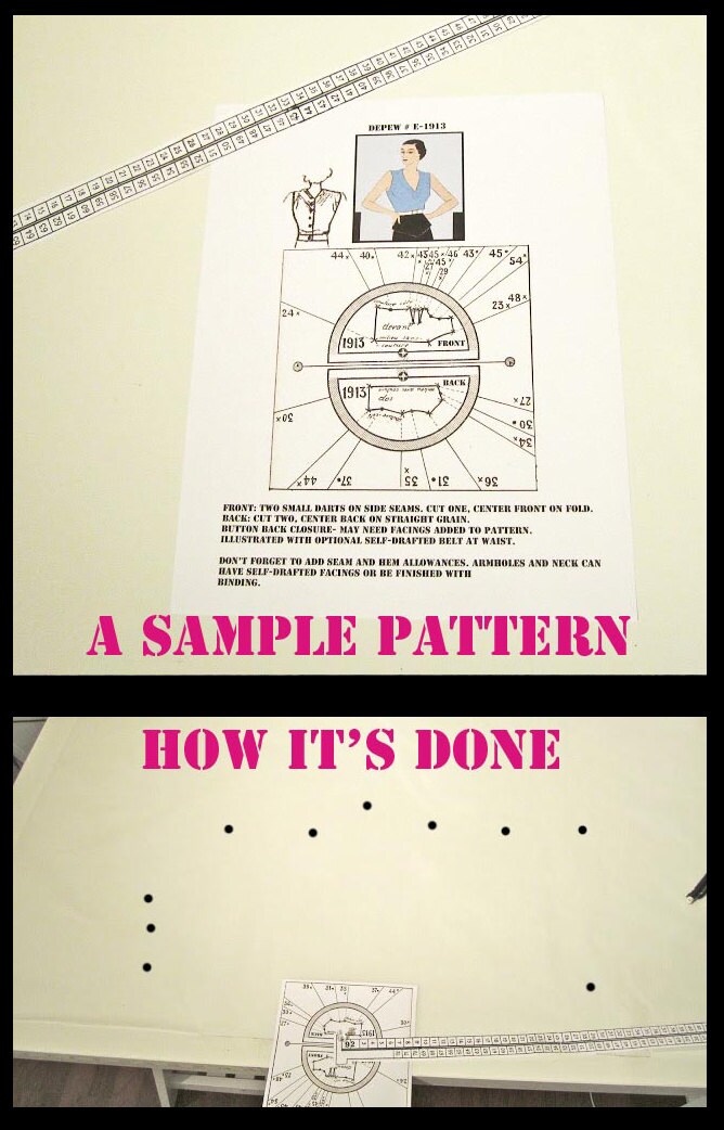 Vintage Sewing Pattern Template & Scale Rulers 1940s Raglan Sleeve ...