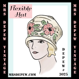 Vintage Sewing Pattern Ladies&#39; 1920&#39;s Silk Cloche Hats Depew 3025 -INSTANT DOWNLOAD-