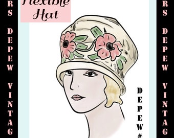 Vintage Sewing Pattern Ladies' 1920's Silk Cloche Hats Depew 3025 -INSTANT DOWNLOAD-