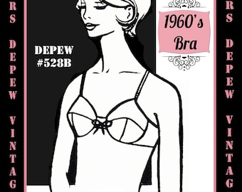 Vintage Sewing Pattern Template & Scale Rulers 1960s Bra - Any Size - PLUS Size Included -  528B -INSTANT DOWNLOAD-