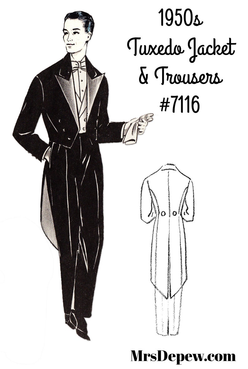 Menswear Vintage Sewing Pattern Men's Formal Tuxedo Jacket - Etsy