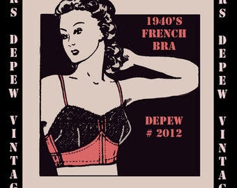Vintage Sewing Pattern Ladies 1940's French Bra Digital Printable Multisize Depew 2012 -INSTANT DOWNLOAD-