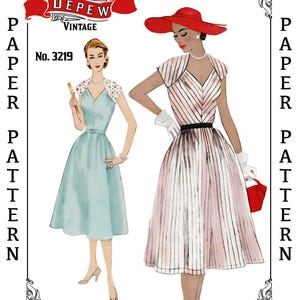 Vintage-Schnittmuster im Stil der 1950er Jahre: Raglankleid mit kurzen Ärmeln, Nr. 3219, Mehrgrößen, Brustumfang 32–50 Zoll – Papierversion