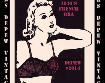 Vintage Sewing Pattern Ladies 1940's French Bra PDF Multisize Depew 2014 -INSTANT DOWNLOAD-