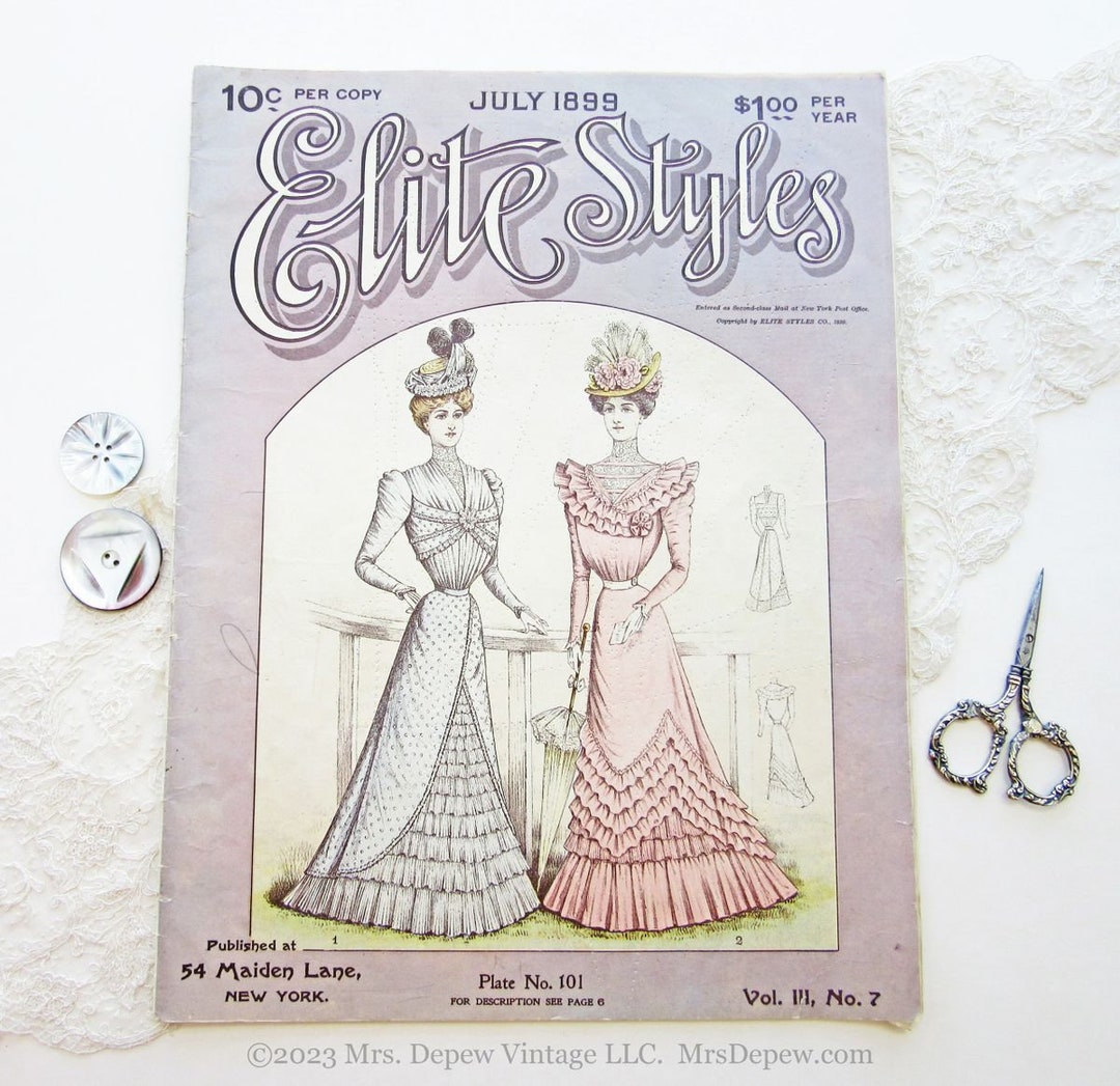Rare Antique American Magazine Elite Styles Sewing Pattern Dressmaking