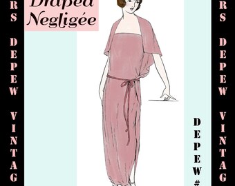 Vintage Sewing Pattern 1920's Flapper Draped Negligee Nightgown 3034 -INSTANT DOWNLOAD-