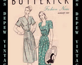 Modèle Vintage catalogue brochure Butterick Fashion News août 1947 modèle livret PDF - téléchargement immédiat-