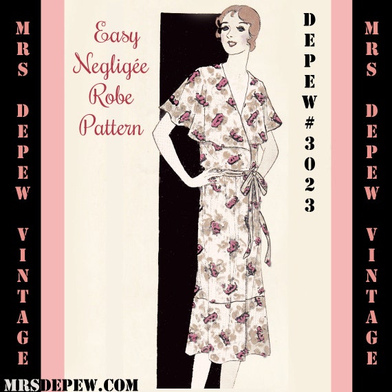 1930s Sewing Patterns- Dresses, Pants, Tops 1930s Easy Dress or Neglige Ebook Depew 3023 -INSTANT DOWNLOAD- $7.50 AT vintagedancer.com