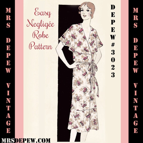 Vintage Sewing Pattern Instructions 1930's Easy Dress or Neglige Ebook Depew 3023 -INSTANT DOWNLOAD-