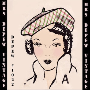Vintage Sewing Pattern 1950s Set of 4 Hats Bonnet, Beret, Cap & Cloche #1022 -INSTANT DOWNLOAD-