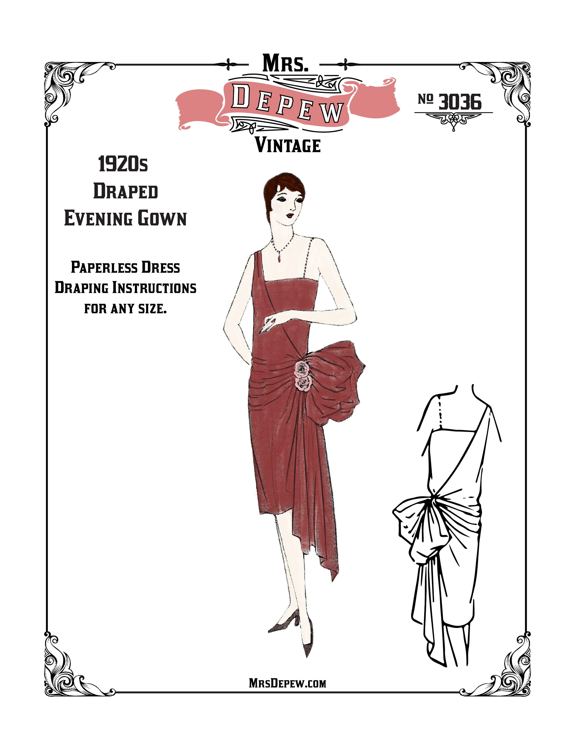 Ladies Home Journal 3592: 1920s Uncut Evening Gown 40 B Vintage Sewing –  Vintage4me2