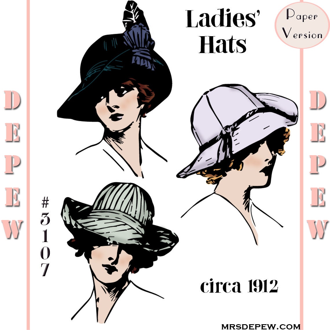 1956 vintage coser patrón sombrero talla única 1145 