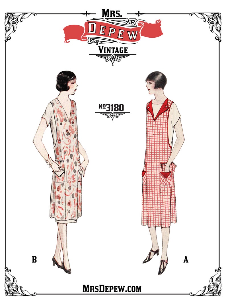 Vintage Aprons, Retro Aprons, Old Fashioned Aprons & Patterns     Vintage Sewing Pattern 1920s Ladies Apron #3180 Multisize S M L XL - Instant Download  AT vintagedancer.com