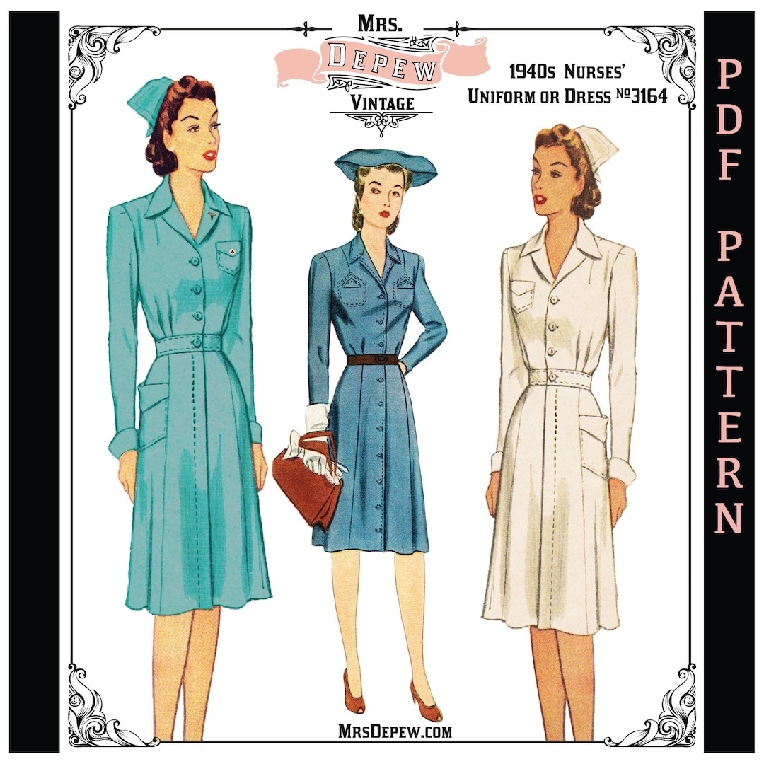 Vintage Sewing Pattern 1940s Nurses' Uniform or Shirtwaist
