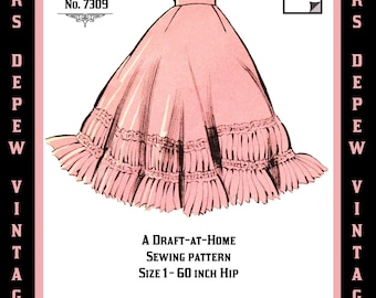 Vintage Sewing Pattern Template & Scale Rulers 1950s Petticoat Skirt- Any Size - PLUS Size Included -  7309 -INSTANT DOWNLOAD-