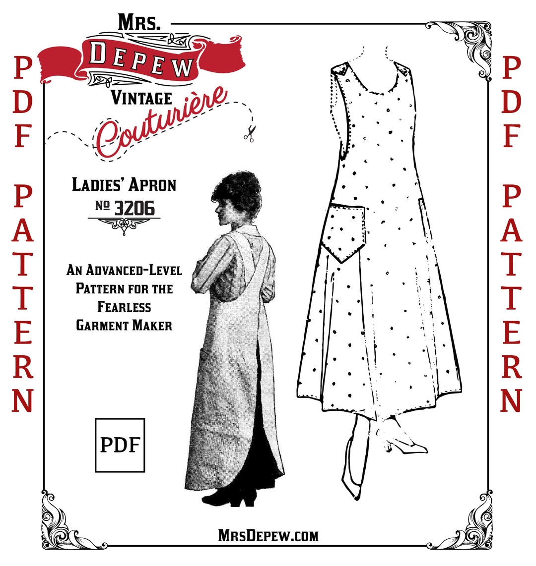 1916 Vintage Sewing Pattern 1910s Ladies' Aprons Pockets Full