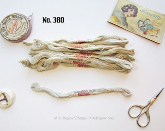 Original New Old Stock Antique Royal Society Embroidery Floss & Rope Grey