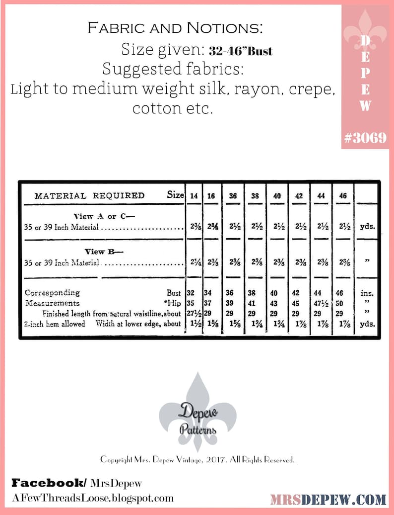 Cartamodello vintage da donna anni '20 - '30 stile slip Depew #3069 multidimensione - DOWNLOAD IMMEDIATO PDF immagine 2