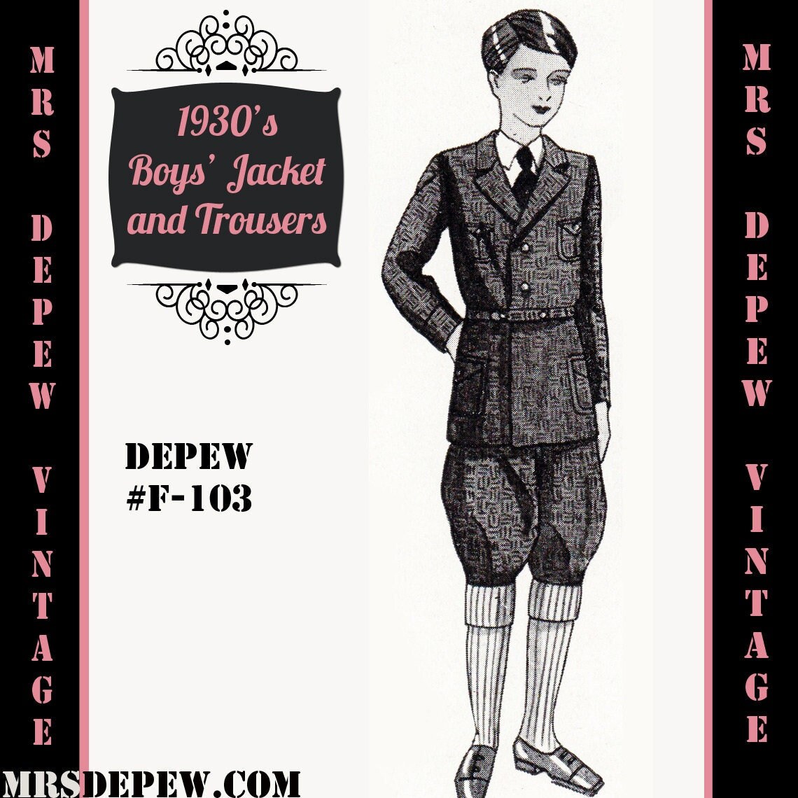 Menswear Vintage Sewing Pattern 1930s Boys' Jacket and Trousers