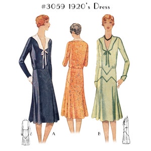 Vintage Sewing Pattern Ladies' 1920s Long Sleeve Dress 3059 INSTANT DOWNLOAD image 2