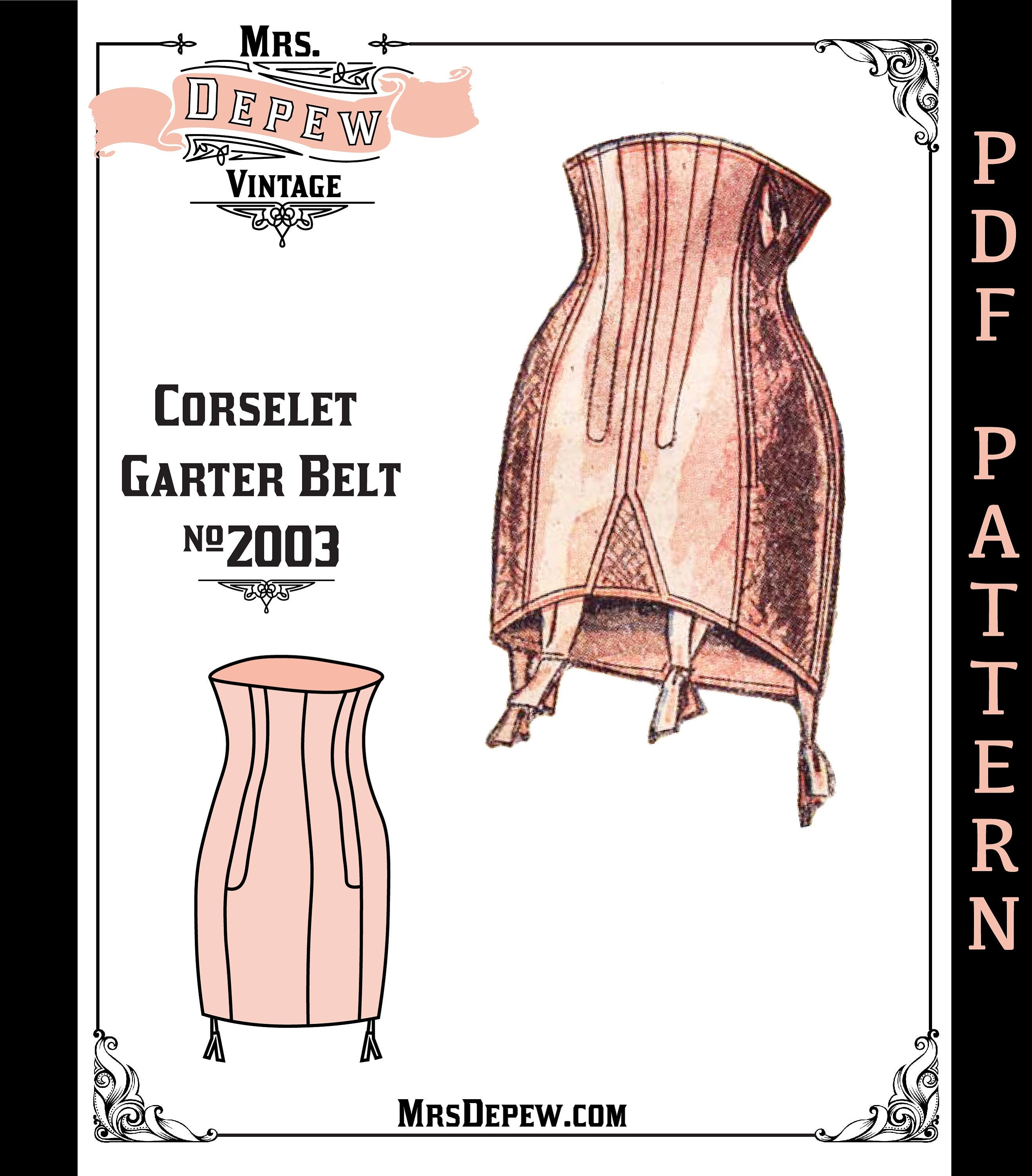 Women Vintage Garter Belt Floral Edge Girdle Skirt 4 Straps