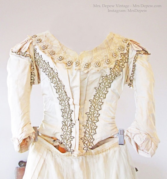 Antique Victorian Ladies' Silk and Lace Embroider… - image 1
