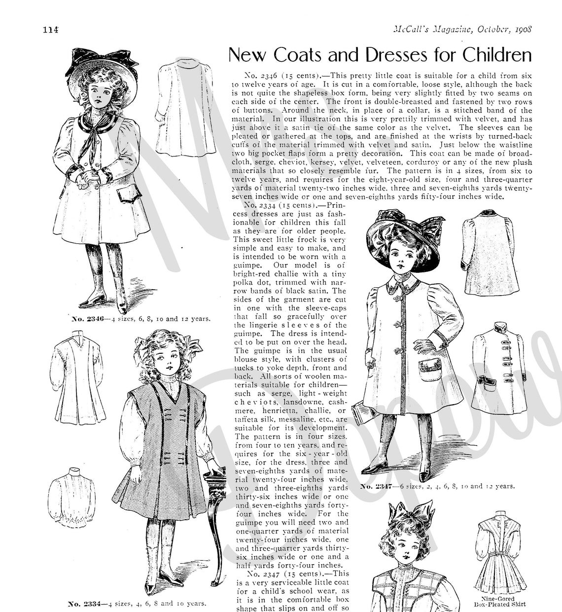 October 1908 Mccall's Magazine Advertising Sewing Patterns - Etsy