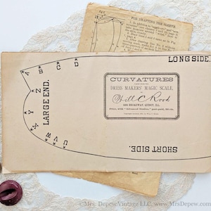 Rare Original Antique 1800s Rood Dress Makers' Curvatures Scale Tailor System Sewing Pattern Drafting Tool