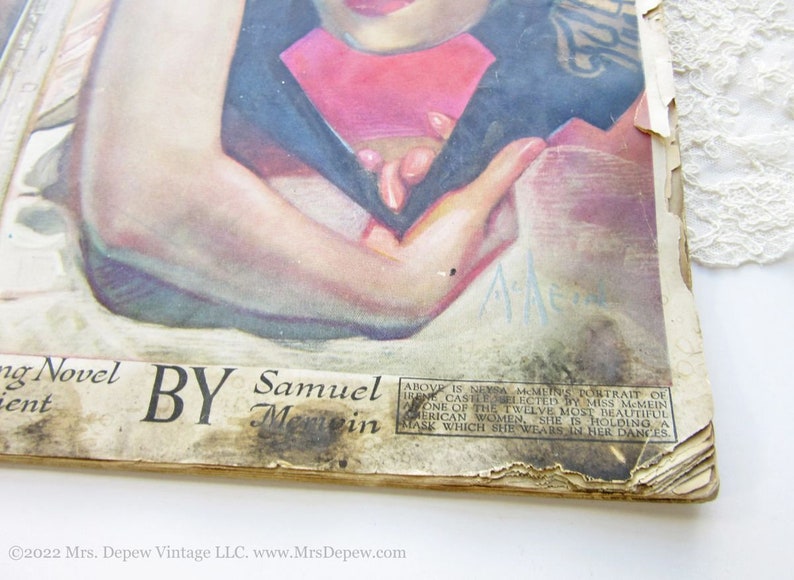 May include: A vintage magazine cover featuring a black and white illustration of a woman wearing a red and black dress. The text on the cover reads "Novel By Samuel Memein".