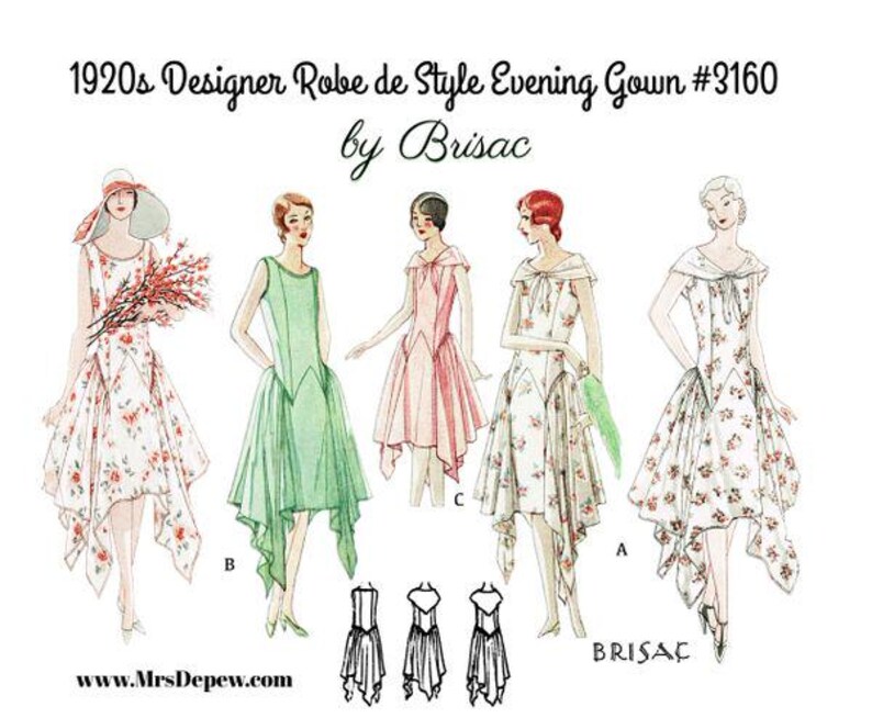 1929 Vintage Sewing Pattern Ladies' 1920s Robe De Style Brisac Couture ...