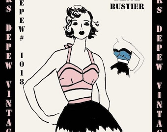 Sewing Pattern Beach Bustier 1950's Style Halter Top Multi Size Depew 1018 -INSTANT DOWNLOAD-