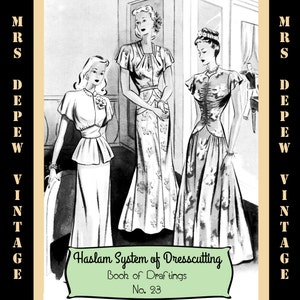 Haslam Dresscutting Book No. 23 1946 vintage Sewing Pattern E-book avec 38 Pattern Draftings