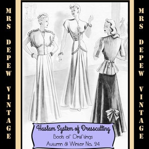 Haslam Dresscutting Book Autumn & Winter No. 24 1947 Vintage Sewing Pattern E-book with 37 Pattern Draftings