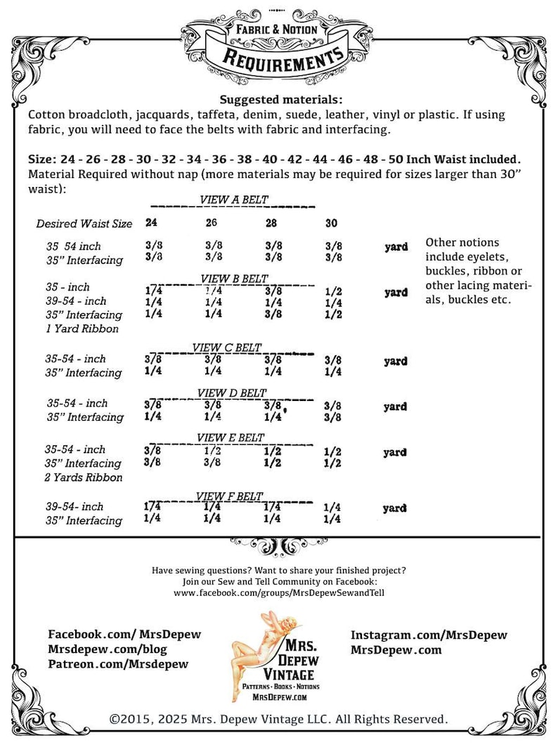 Vintage Sewing Pattern 1940s Style Belts and Cummerbunds 32 - 50 inch Waist #1008 -Paper Pattern image 2