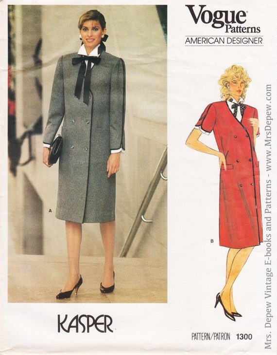 Vintage Sewing Pattern Ladies' Dress Designer Kasper 1980s Vogue American  Designer 1300 in 34 Bust -  Denmark