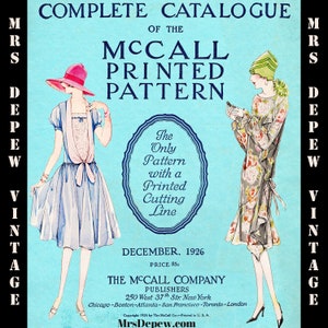 Vintage Sewing Pattern McCall Counter Catalog Complete December 1926 PDF Digital Copy E-book for INSTANT DOWNLOAD