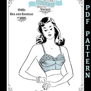 Vintage Sewing Pattern 1940s Ladies Bra and Bandeau Multi-size Depew 2005 INSTANT DOWNLOAD image 2