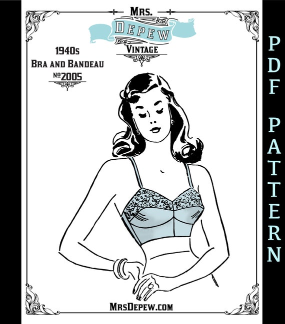 Vintage Sewing Pattern 1940s Ladies Bra and Bandeau Multi-size Depew 2005  INSTANT DOWNLOAD 