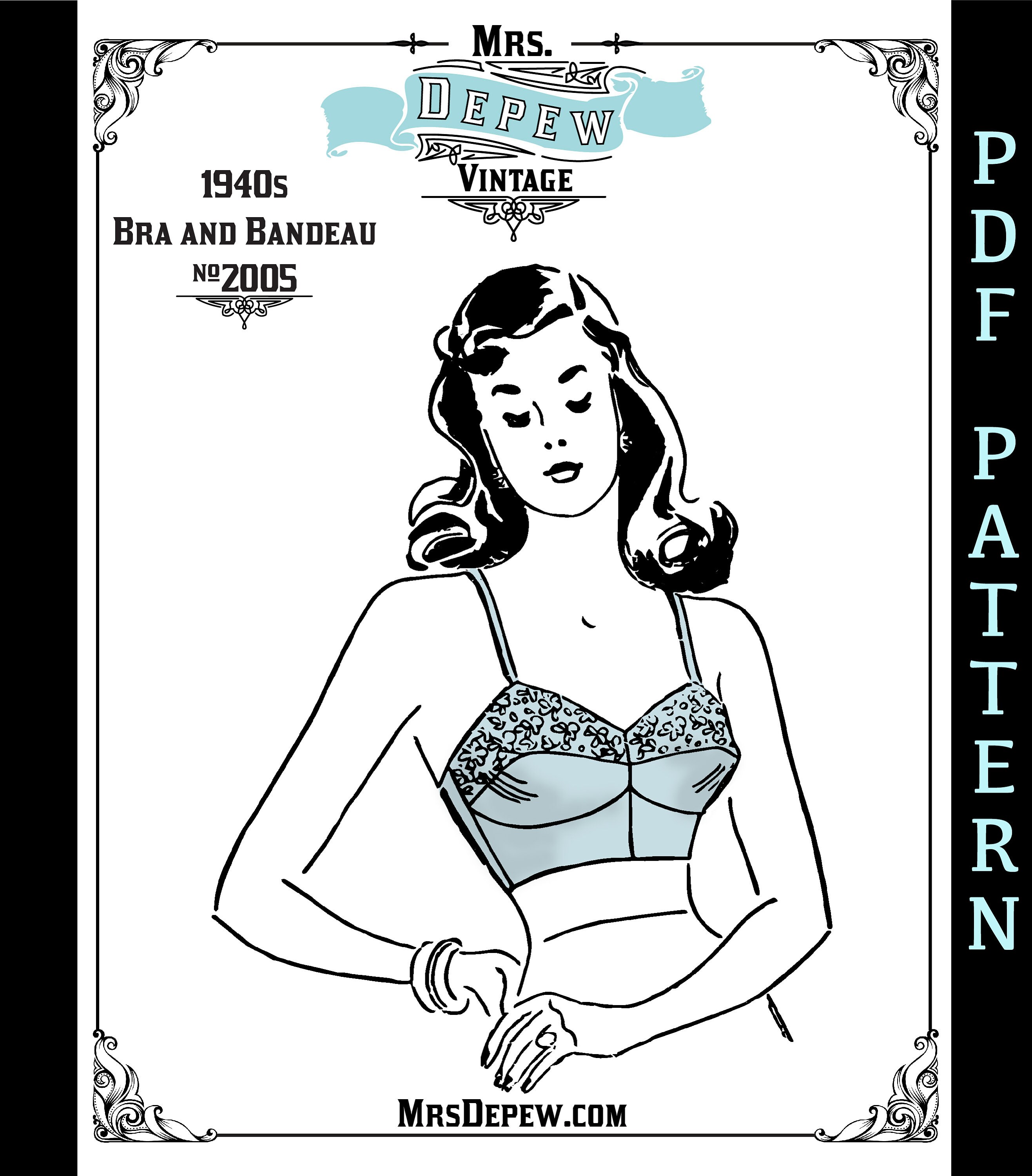 Vintage Sewing Pattern 1940s Ladies Bra and Bandeau Multi-size Depew 2005  INSTANT DOWNLOAD -  Canada