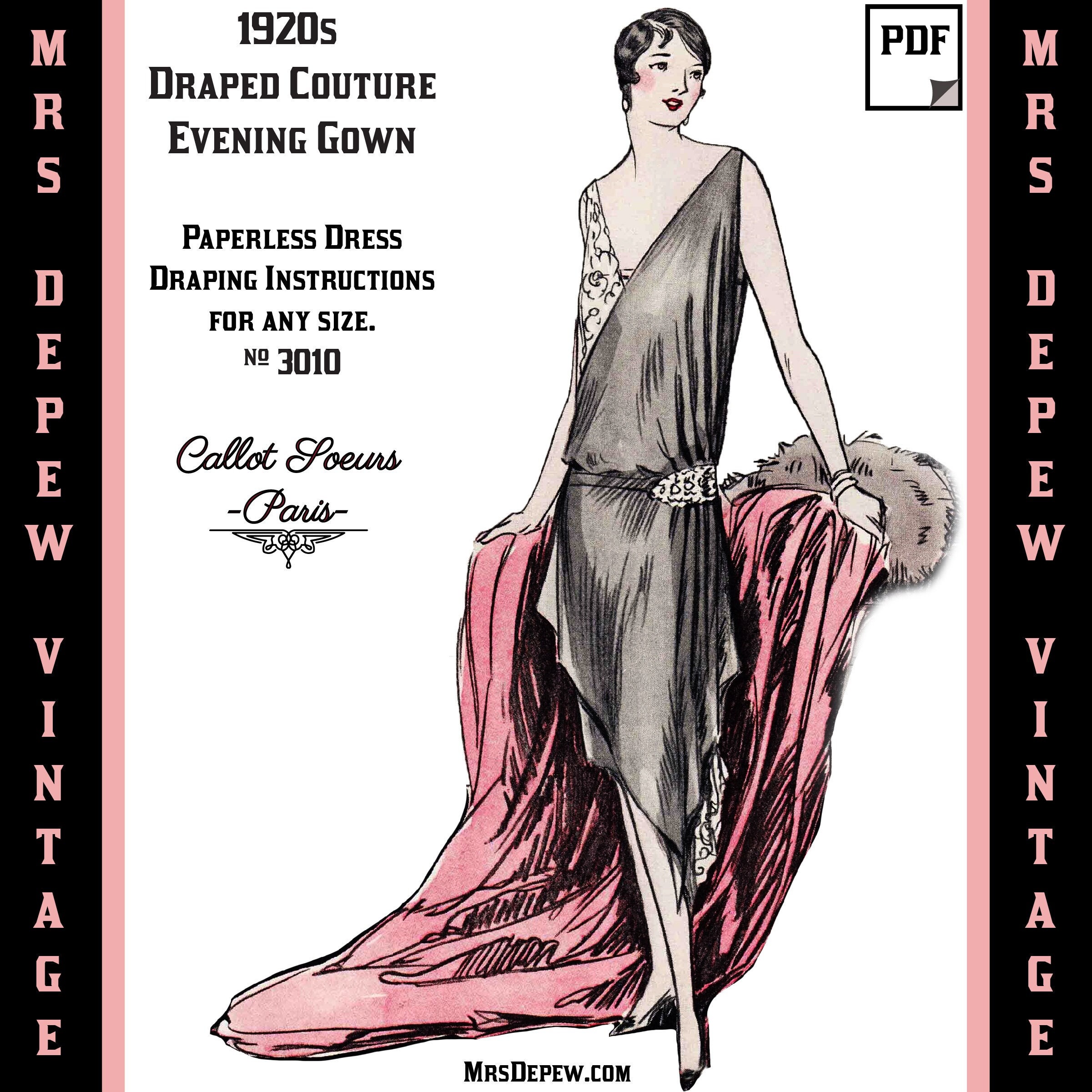 Early 1920s Dress With Bustle Effect Sewing Bust 37 B37 Pattern Butterick  Design Company Reproduction | 4678 | Past Patterns