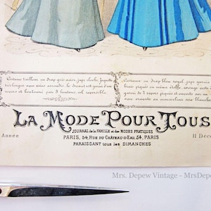 Página impresa original de la revista de moda francesa para damas La Mode Pour Tous, de la década de 1890. imagen 2