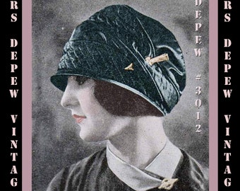 Vintage Sewing Pattern Ladies' 1920's Flexible Beret Hat Depew 3012 -INSTANT DOWNLOAD-