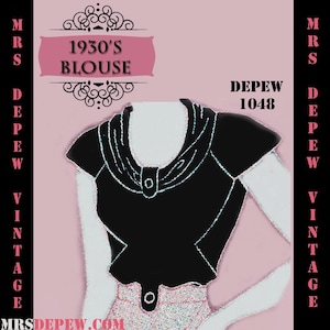 Vintage Sewing Pattern Template & Scale Rulers 1930's Blouse Any Size 1048 Draft at Home Pattern - PLUS Size Included -INSTANT DOWNLOAD-
