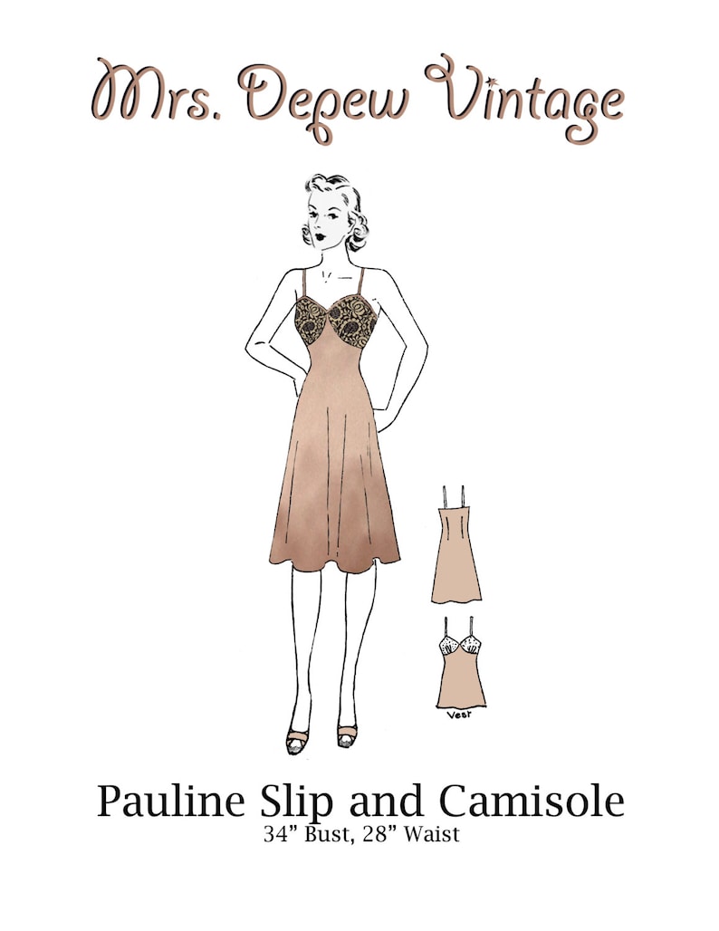 Retro Lingerie, Vintage Lingerie, 1940s-1970s 1940s Slip and Camisole Printable PDF 34