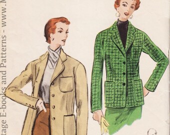 Vintage Sewing Pattern Ladies' Jacket 1950s Vogue 8087 32" Bust