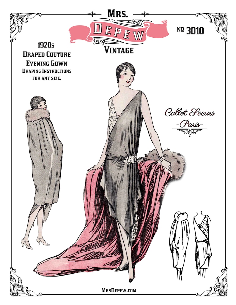 Vintage Sewing Pattern Instructions 1920s Designer Callot Soeurs Draped Evening Gown E-book 3010 INSTANT DOWNLOAD image 3
