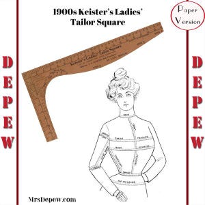 Antique Keister's Ladies' Tailor Square Patrón de costura Herramienta de confección de redacción - Reproducción de PAPEL