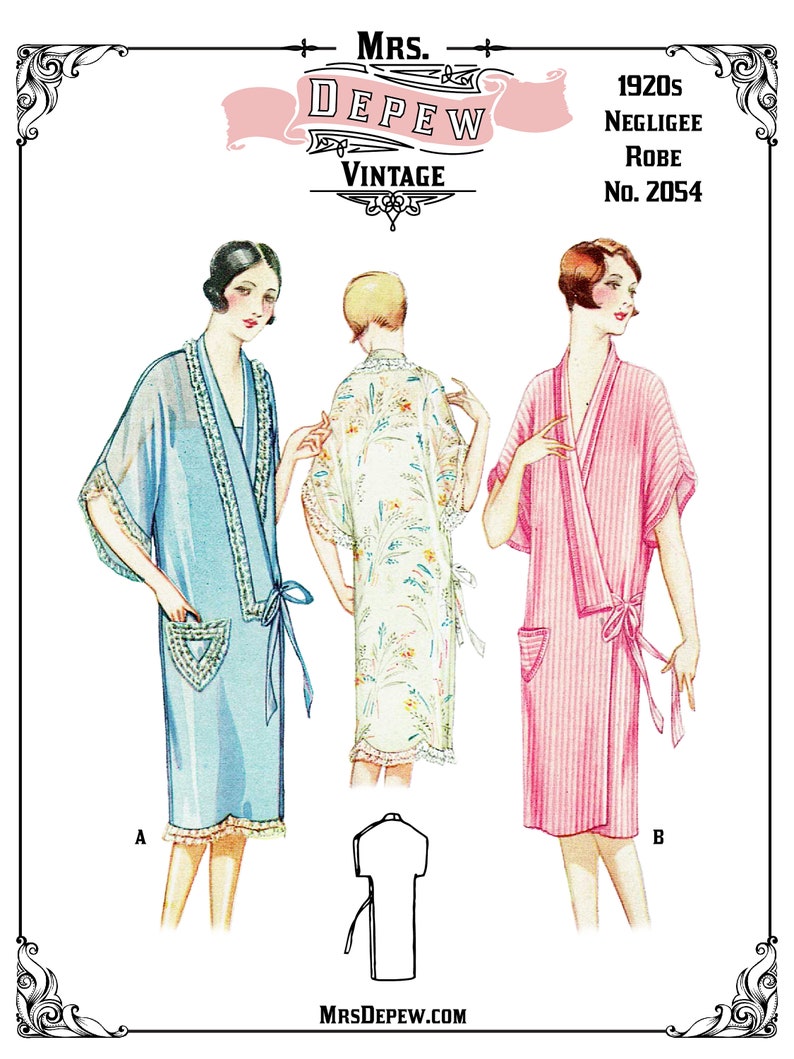 Vintage Sewing Pattern 1920s Negligee Robe 34-364 Inch Bust Sizes Depew ...