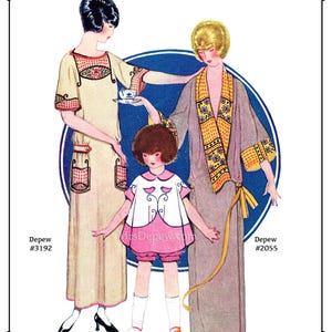 1923 Multi Size Vintage Sewing Pattern 1920s Embroidered Negligee Robe ...